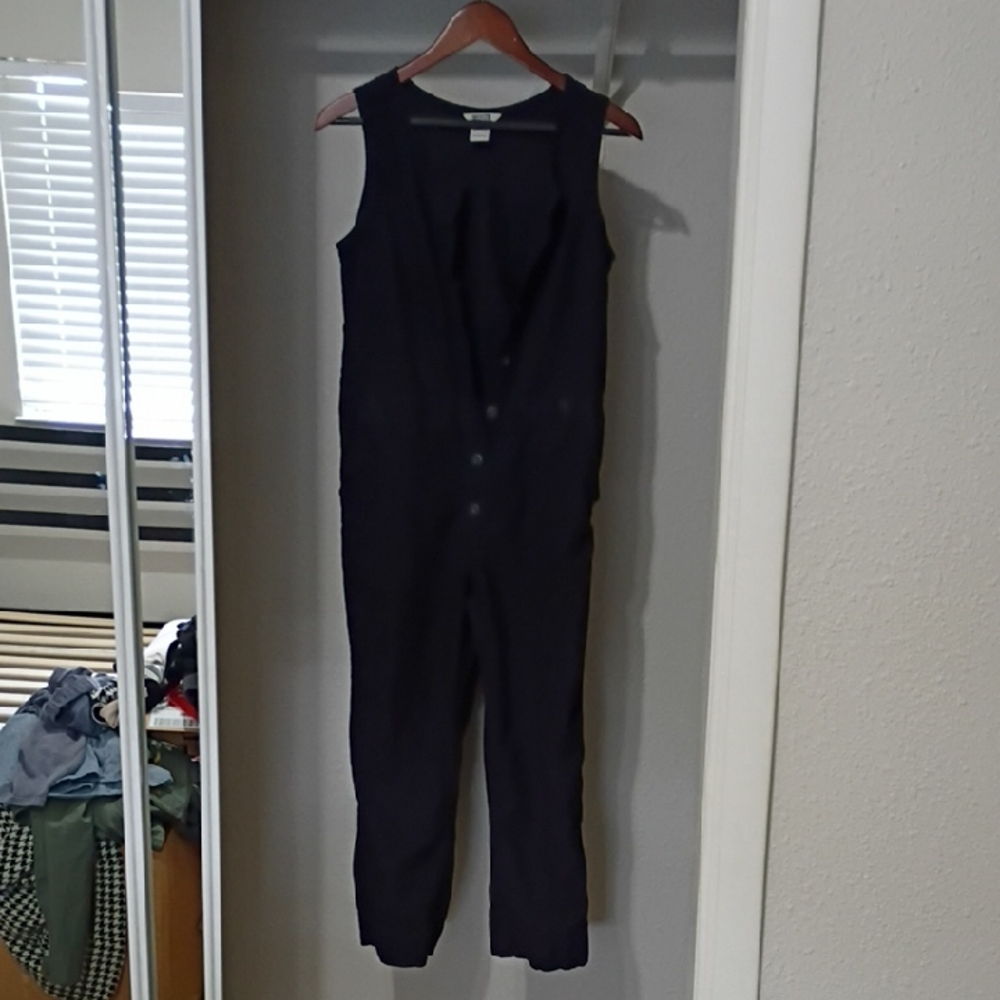 Duluth Trading Black Sleeveless Button-Front Jumpsuit